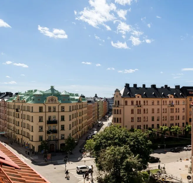 Vy över Vasastans hustak från höjden